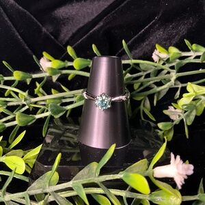 Turquoise Moissanite Sterling Silver Sz 8.75